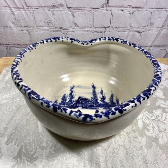 Vintage Other - Vintage P. R. Storie Pottery Co. Hand Painted Heart Shaped Bowl - Signed